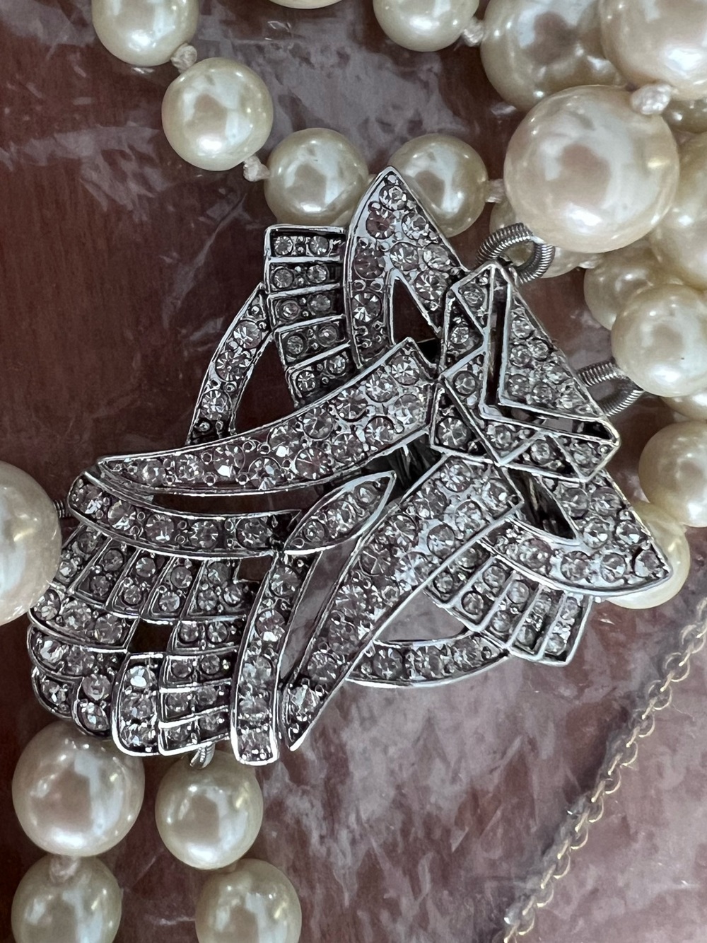 Stella & Dot Silver-Tone Crystal Pendant with Pearl Accents